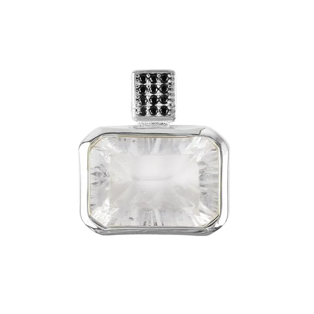 Anhänger Bergkristall, Rechteck (10 x 15mm), Spinell, 1,9cm, vergoldet | Marco Schreier