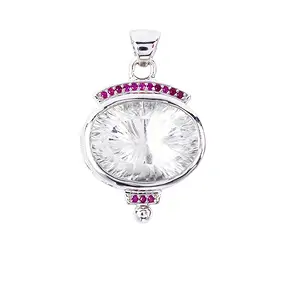 Rock Crystal, Ruby pendant, 1.8 x 2.8 cm, rhodiniert | Marco Schreier