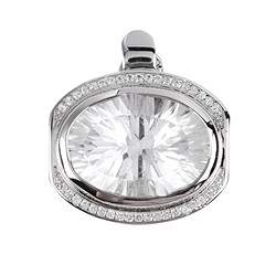 242018210138 Colgante de cristal de roca, facetado oval (talla cóncava), topacio, 2,2 cm, rodinado | Marco Schreier