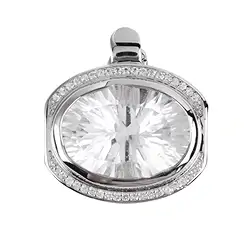 242018210138 Colgante de cristal de roca, facetado oval (talla cóncava), topacio, 2,2 cm, rodinado | Marco Schreier