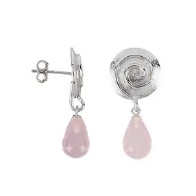 Pendentif Quartz rose, Briolette, spirale, 4,0cm, rhodié | Marco Schreier