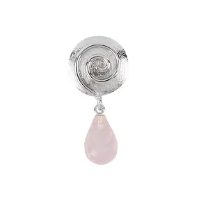 Pendentif Quartz rose, Briolette, spirale, 4,0cm, rhodié | Marco Schreier