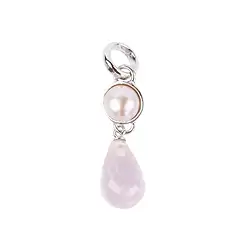 242018210150 Rose Quartz briolette pendant, pearl (pink), 3.2 cm, rhodiniert | Marco Schreier