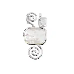 242018210152 Pendentif Perle, Topaze, Spirales, 4,1cm, rhodié | Marco Schreier