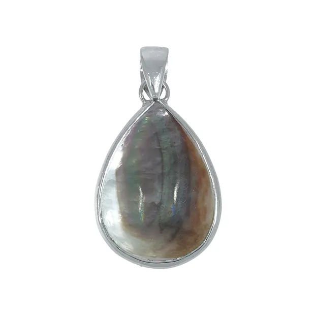 Mother of Pearl (dark) drop pendant (28 x 15mm), 3.6cm, rhodiniert | Marco Schreier