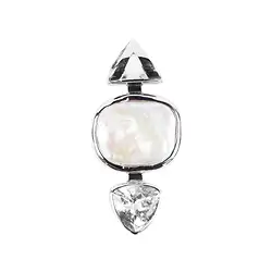 242018210157 Pendente rettangolare con perla, topazio bianco trillion, 4,2 cm, rodiato | Marco Schreier