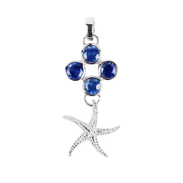 Colgante estrella de mar, Cianita facetada, 4,0 cm, rodinado | Marco Schreier