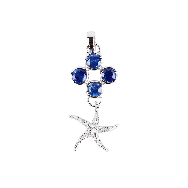 Pendentif étoile de mer, Disthène facetté, 4,0cm, rhodié | Marco Schreier