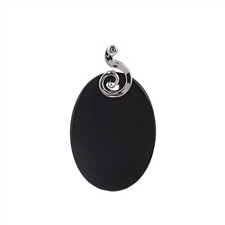 242018210167 Shungite (stab.) oval pendant (34 x 14mm), 4.5cm, rhodiniert | Marco Schreier