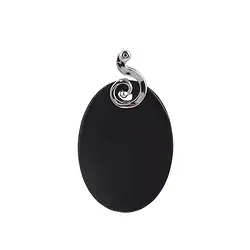 242018210167 Anhänger Schungit (stab.) Oval (34 x 14mm), 4,5cm, rhodiniert | Marco Schreier