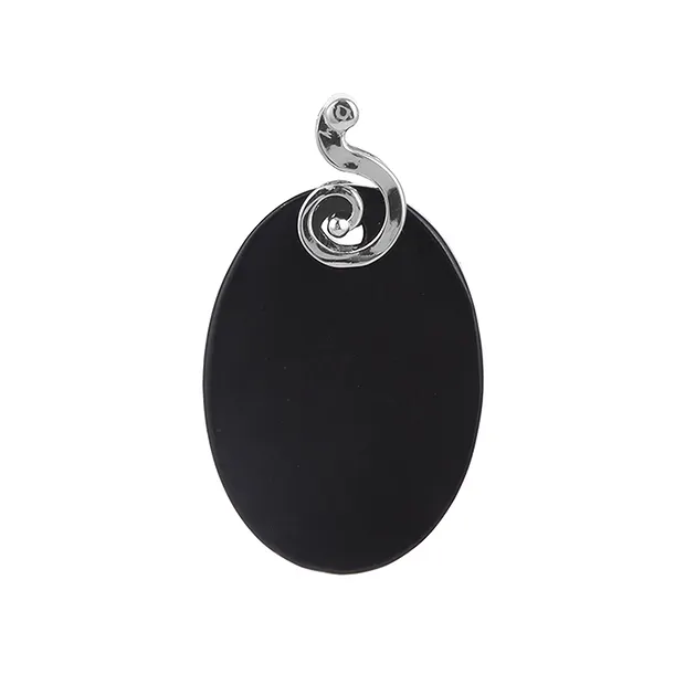 Shungite (stab.) oval pendant, 4.5 cm, rhodiniert | Marco Schreier