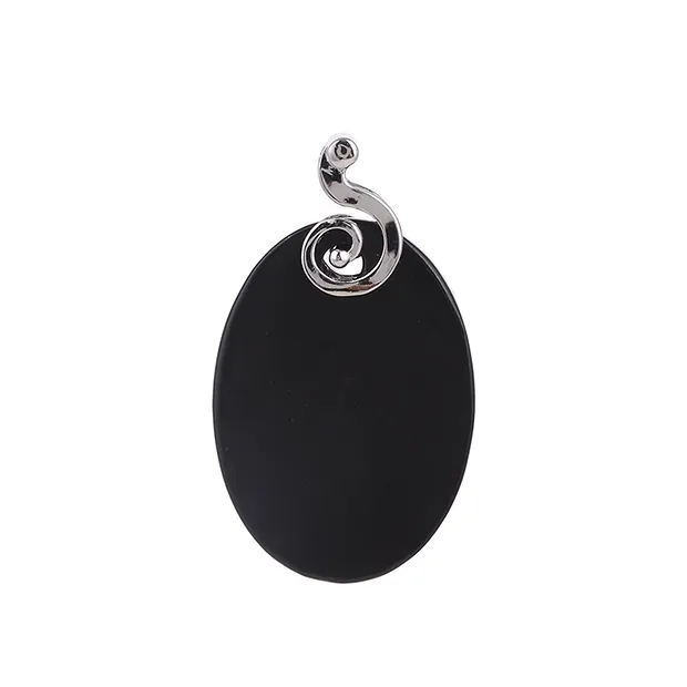 Pendentif Shungite (stab.) ovale (34 x 14mm), 4,5cm, rhodié | Marco Schreier
