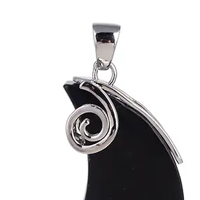 Pendentif Shungite (stab.), lune (40 x 16mm), 5,0cm, rhodié | Marco Schreier