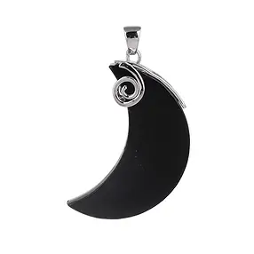 Pendentif Shungite (stab.), lune (40 x 16mm), 5,0cm, rhodié | Marco Schreier