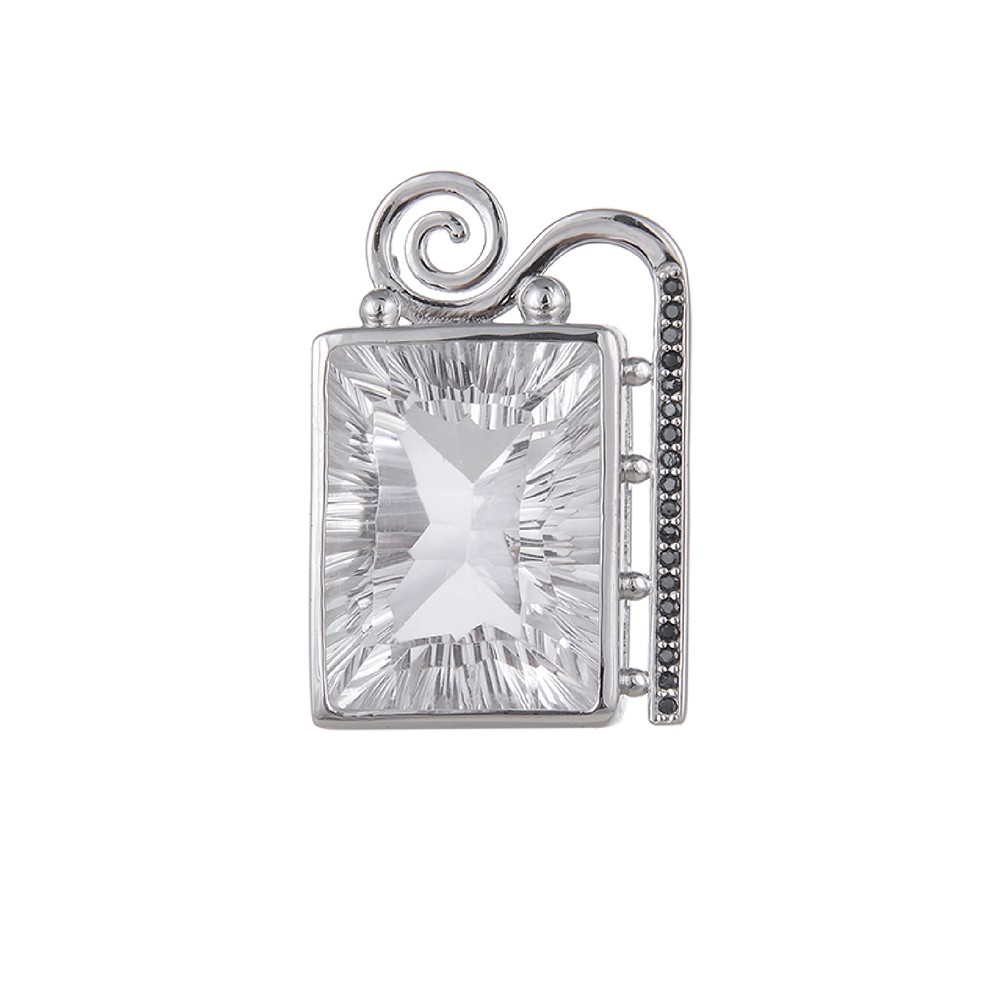 Anhänger Bergkristall, Rechteck (20 x 15mm), Spinell, 3,2cm, vergoldet | Marco Schreier