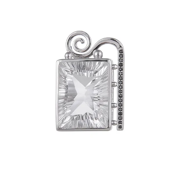 Rock Crystal pendant, rectangle (20 x 15mm), Spinel, 3.2cm, gold-plated | Marco Schreier