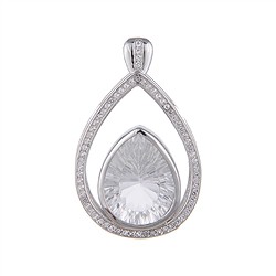 242018210173 Rock Crystal pendant, drop with topaz, 3.5 cm, rhodiniert | Marco Schreier