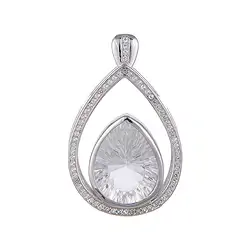 242018210173 Pendente in Cristallo di rocca, goccia con topazio, 3,5 cm, rodiato | Marco Schreier