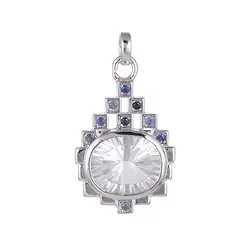 242018210175 Colgante de Cristal de roca, oval con Zafiro, 2,7 cm, rodinado | Marco Schreier