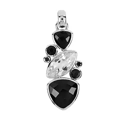 242018210176 Pendant Onyx faceted, Topaz (white), Spinel black, 4,7cm, rhodiniert | Marco Schreier