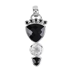 242018210178 Pendant Onyx trillion, Topaz (white), Spinel, 4,5cm, rhodiniert | Marco Schreier