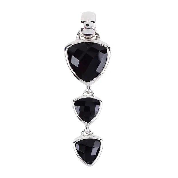 Onyx trillions pendant, 4.5 cm, rhodiniert | wholesaler gems & healing stones