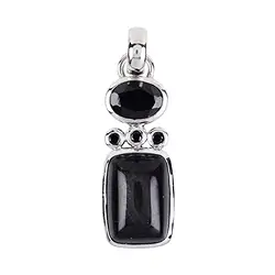 242018210180 Colgante, obsidiana de reflejo plateado, Espinela (negra), 3,5 cm, rodinado | Marco Schreier
