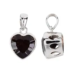 242018210182 Faceted Smoky Quartz heart pendant, 2.7 cm, rhodiniert | Marco Schreier