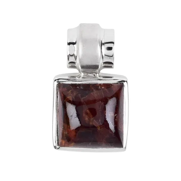 Pietersite square pendant, 2.0 cm, rhodiniert | wholesaler gems & healing stones