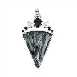 242018210184 Pendant serafinite, triangle (35 x29mm), topaz, Spinel, 5.8cm, rhodiniert | Marco Schreier