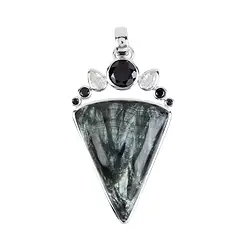 242018210184 Anhänger Serafinit, Dreieck (35 x29mm), Topas, Spinell, 5,8cm, rhodiniert | Marco Schreier