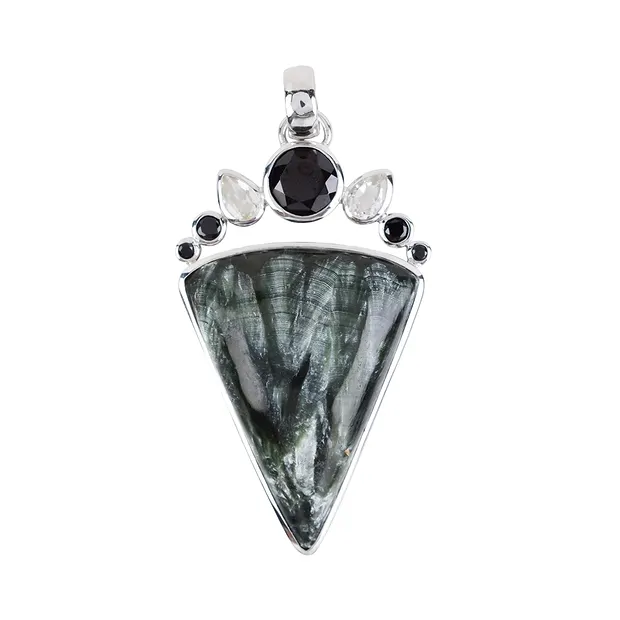 Ciondolo serafinite, triangolo, topazio, Spinello, 5,8 cm, rodiato | Marco Schreier