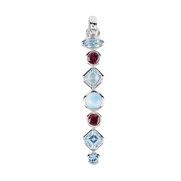 Ciondolo Topazio (blu), Tormalina (rosa), Larimar, 5,9 cm, rodiato | Marco Schreier