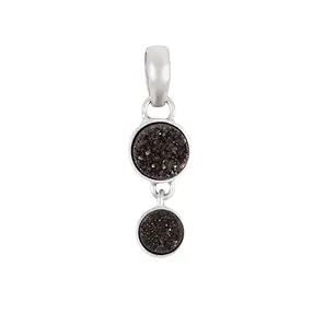 Pendentif Agate (Druzy noir), 3,1cm, rhodié, mat | Marco Schreier