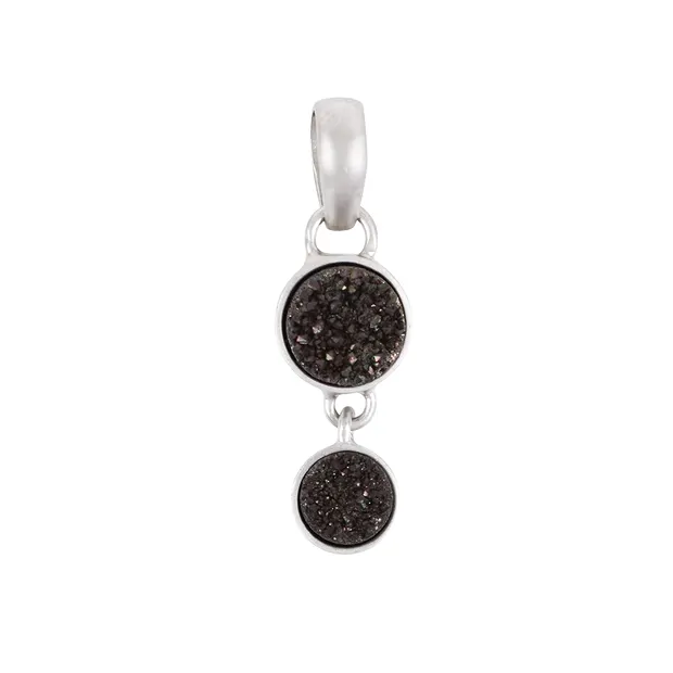 Anhänger Achat (Druzy schwarz), 3,1cm, rhodiniert, mattiert | Marco Schreier