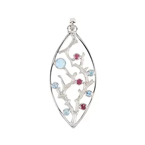 Ciondolo rami di corallo, Larimar, tormalina, topazio, 7,6 cm, rodiato | Marco Schreier