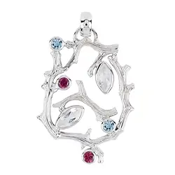 242018210200 Pendentif branche corail Topaze bleue, tourmaline rose, 5,0cm, rhodié | Marco Schreier
