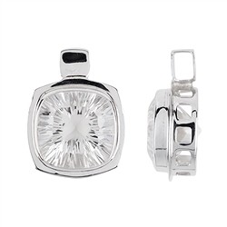 242018210201 Pendentif Cristal de roche-Cusion facetté (Concave Cut), 3,5cm, rhodié | Marco Schreier