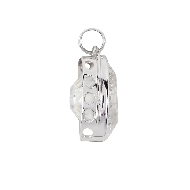 Pendentif Cristal de roche ovale facetté (19 x 14mm), 2,8cm, rhodié, Concave Cut | Marco Schreier