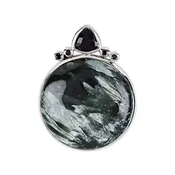242018210204 Pendentif Serafinite, rond (31mm), Onyx, Spinelle, 4,1cm, rhodié | Marco Schreier