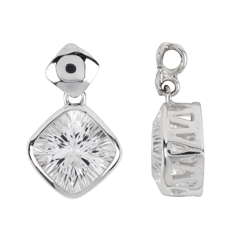 Rock Crystal Cusion faceted pendant (Concave Cut), 2.6 cm, rhodiniert | Marco Schreier