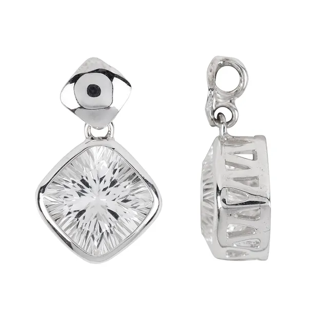 Rock Crystal Cusion faceted pendant (Concave Cut), 2.6 cm, rhodiniert | Marco Schreier