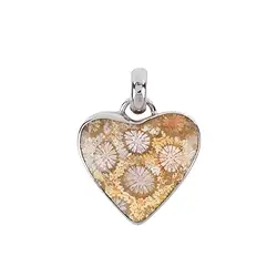 242018210210 Ciondolo in corallo pietrificato, cuore (20 x 20 mm), 2,8 cm, rodiato | Marco Schreier