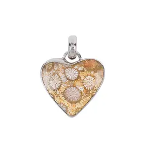 Petrified Coral pendant, heart (20 x 20mm), 2.8cm, rhodiniert | Marco Schreier
