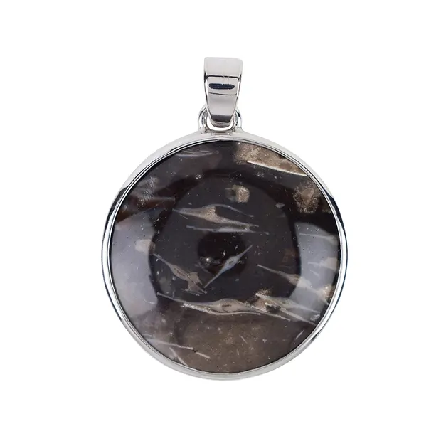 Prairie Agate (plant fossil) pendant, 4.2 cm, rhodiniert | Marco Schreier