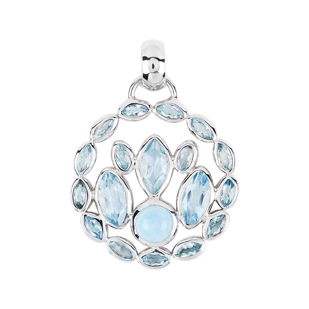 Colgante Topacio (azul) marquesa, Larimar, 4,0 cm, rodinado | Marco Schreier