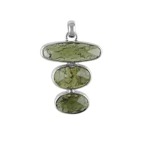 Anhänger Moldavit Ovale, 3,9cm, rhodiniert | GH Edelsteine, Heilsteine & Schmuck