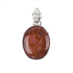 242018210234 Pendentif corne, ovale (17 x 14mm), 2,6cm, rhodié | Marco Schreier