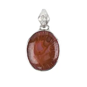 Pendentif corne, ovale (17 x 14mm), 2,6cm, rhodié | Marco Schreier