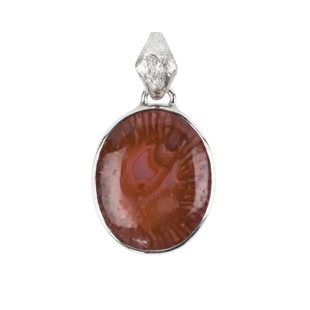 Horn coral pendant, oval (17 x 14mm), 2.6cm, rhodiniert | Marco Schreier